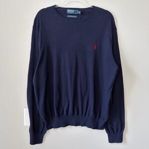 POLO by Ralph Lauren Navy Pima Cotton Crewneck Sweater
